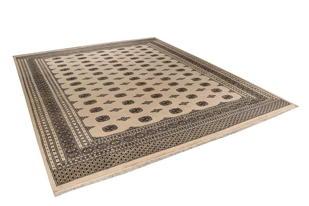Brown Pakistani Bokhara Rug 10' 1" x 12' 3" Hand-Knotted | No. QA63807