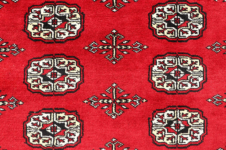 Red Bokhara Rug 5' 7" x 8' 9" Hand-Knotted | No. QA63921