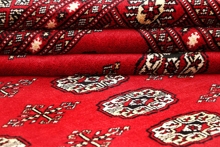 Red Bokhara Rug 5' 7" x 8' 9" Hand-Knotted | No. QA63921