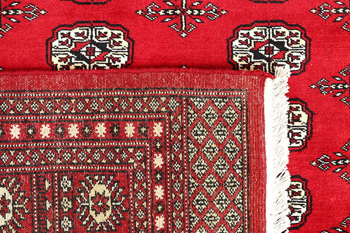 Red Bokhara Rug 5' 7" x 8' 9" Hand-Knotted | No. QA63921