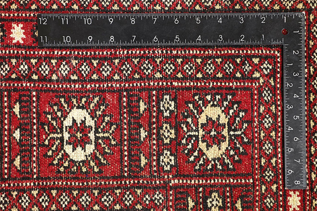 Red Bokhara Rug 5' 7" x 8' 9" Hand-Knotted | No. QA63921