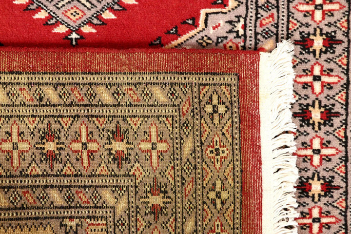 Red Pakistani Bokhara Rug 2' 7" x 13' 1" Hand-Knotted | No. QA64072