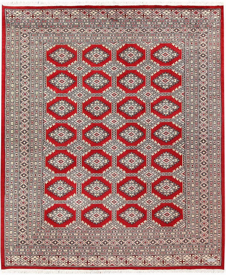 Red Jaldar Rug 6' 8" x 7' 9" Hand-Knotted | No. QA64114