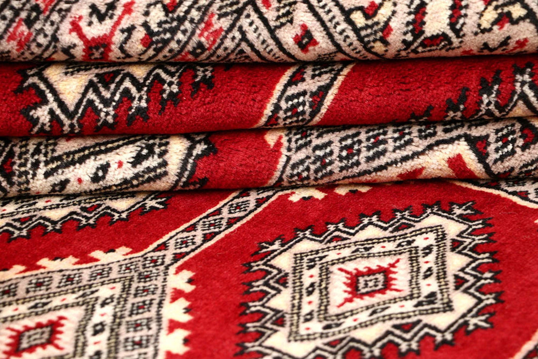 Red Jaldar Rug 6' 8" x 7' 9" Hand-Knotted | No. QA64114