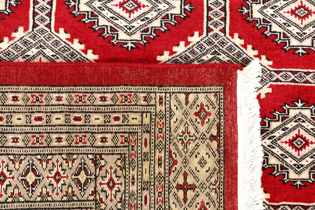 Red Jaldar Rug 6' 8" x 7' 9" Hand-Knotted | No. QA64114
