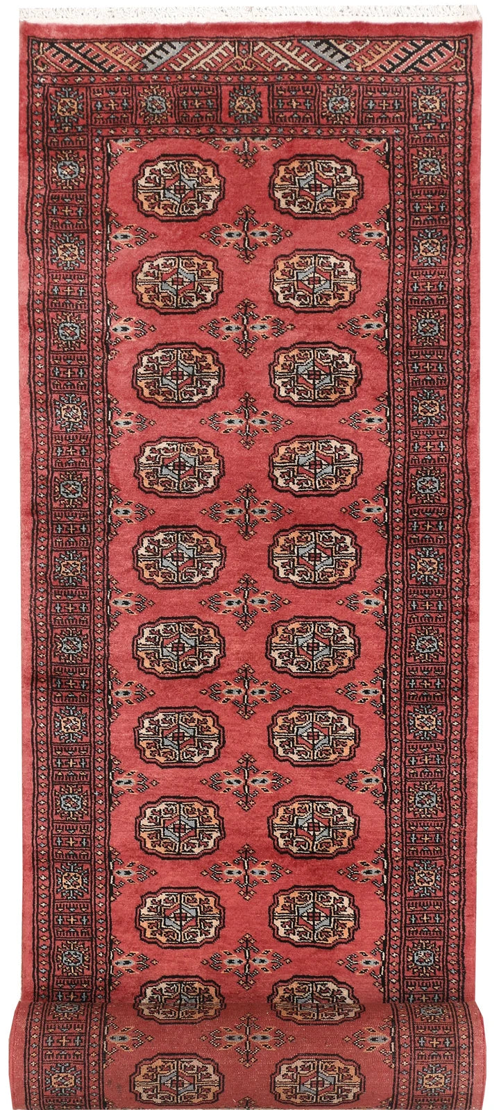 Red Bokhara Rug 2' 7" x 13' 10" Hand-Knotted | No. QA64174