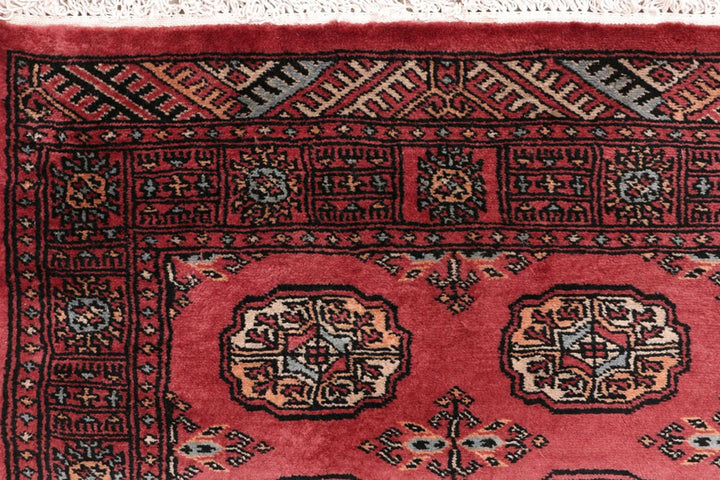 Red Bokhara Rug 2' 7" x 13' 10" Hand-Knotted | No. QA64174