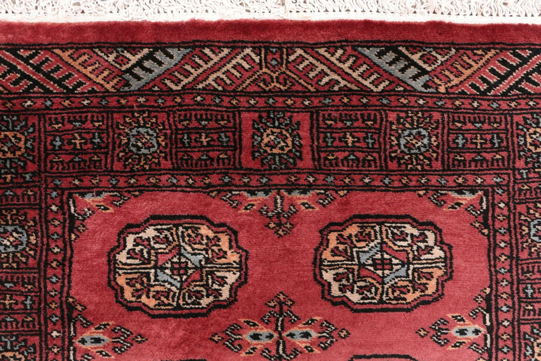 Red Bokhara Rug 2' 7" x 13' 10" Hand-Knotted | No. QA64174