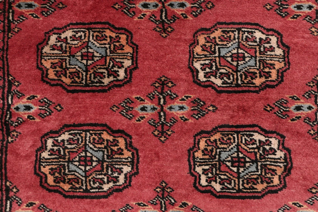 Red Bokhara Rug 2' 7" x 13' 10" Hand-Knotted | No. QA64174