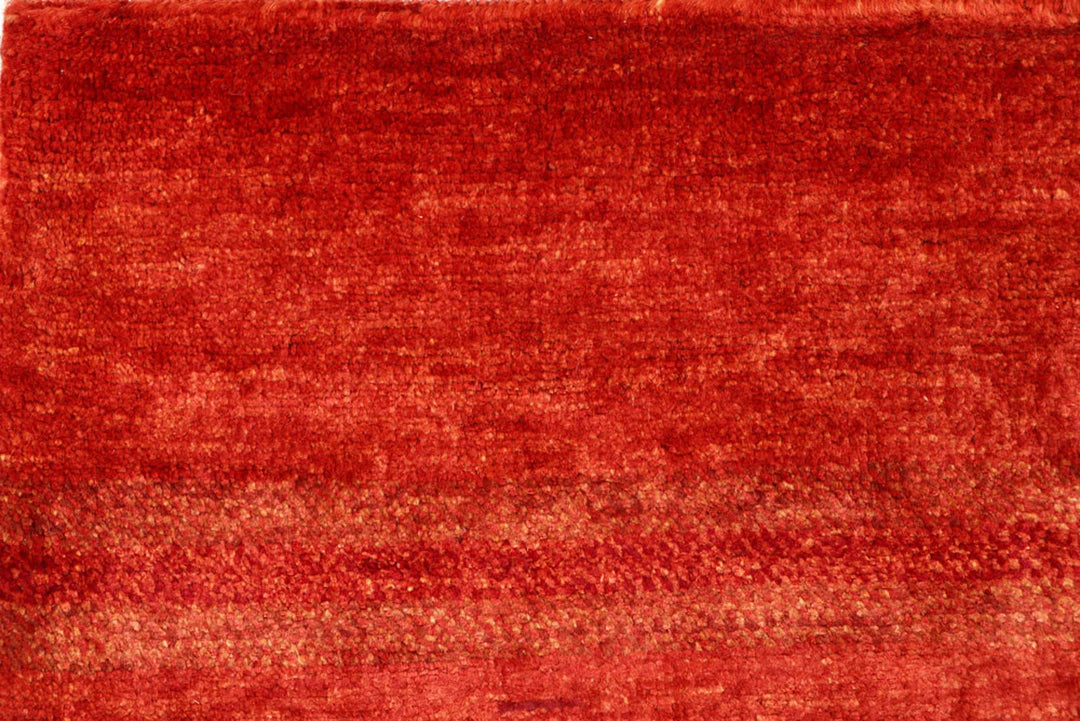 Red Pakistani Gabbeh Rug 2' 7" x 7' 10" Hand-Knotted | No. QA64183