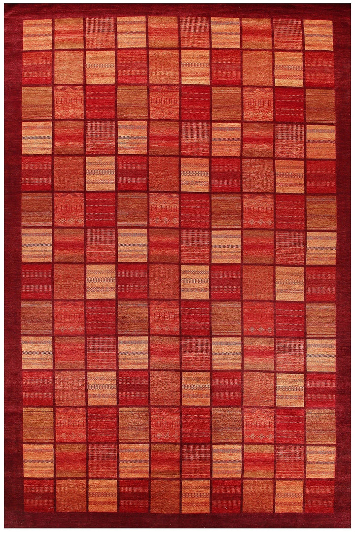 Dark Red Pakistani Gabbeh Rug 12' 5" x 18' 5" Hand-Knotted | No. QA64196