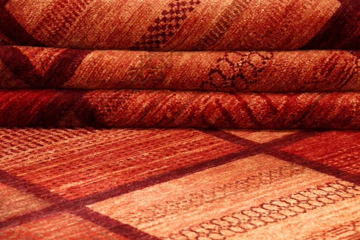 Dark Red Pakistani Gabbeh Rug 12' 5" x 18' 5" Hand-Knotted | No. QA64196