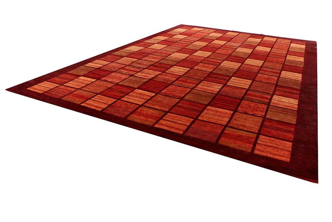 Dark Red Pakistani Gabbeh Rug 12' 5" x 18' 5" Hand-Knotted | No. QA64196