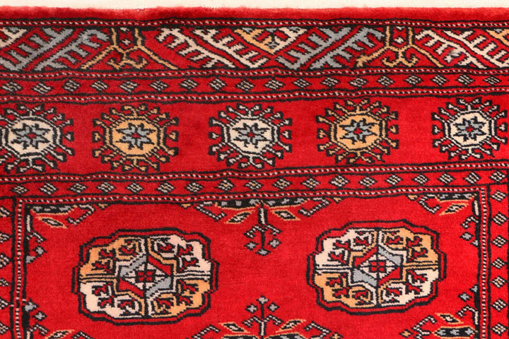 Dark Red Bokhara Rug 3' x 6' Hand-Knotted | No. QA64318