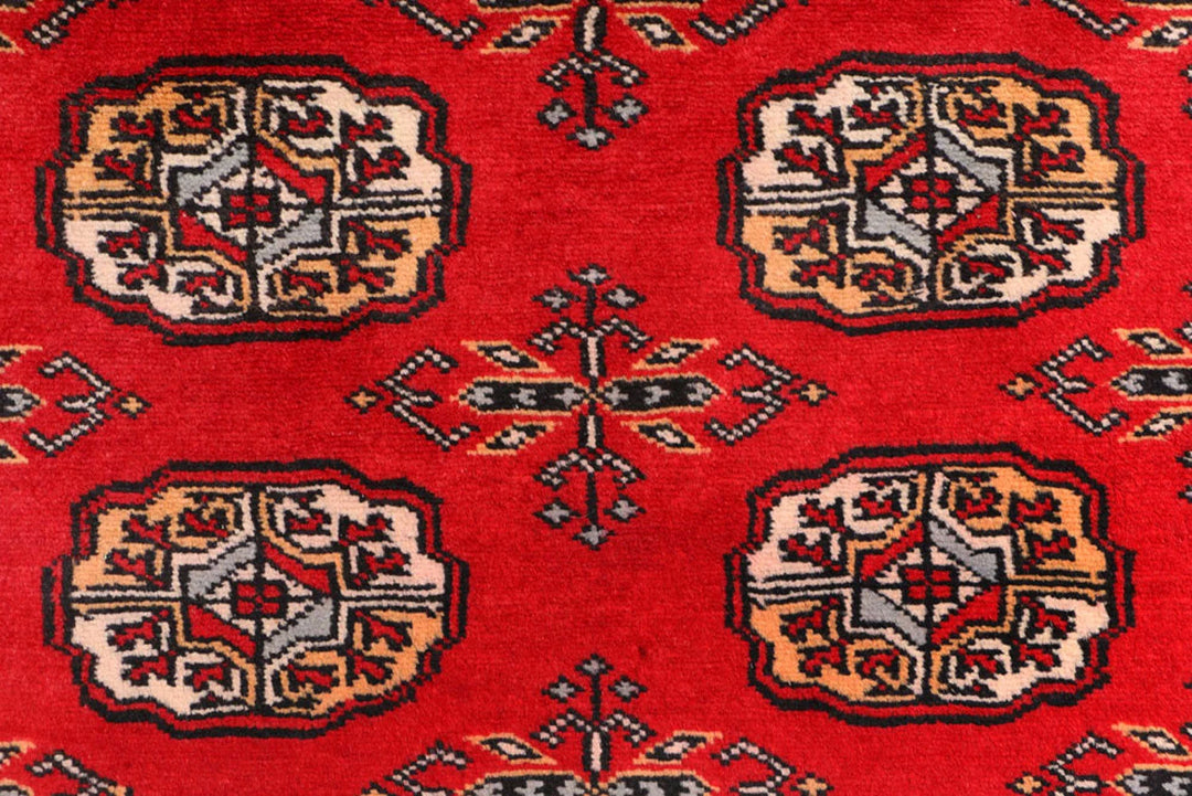 Dark Red Bokhara Rug 3' x 6' Hand-Knotted | No. QA64318