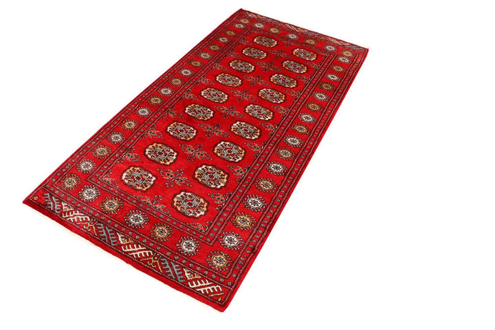 Dark Red Bokhara Rug 3' x 6' Hand-Knotted | No. QA64318