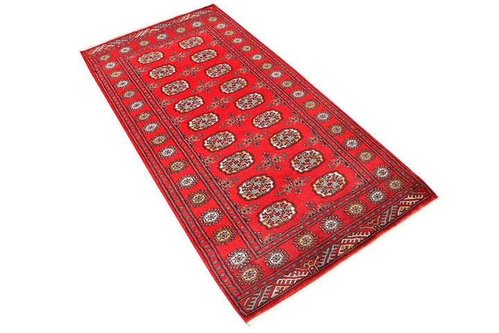 Dark Red Bokhara Rug 3' x 6' Hand-Knotted | No. QA64318