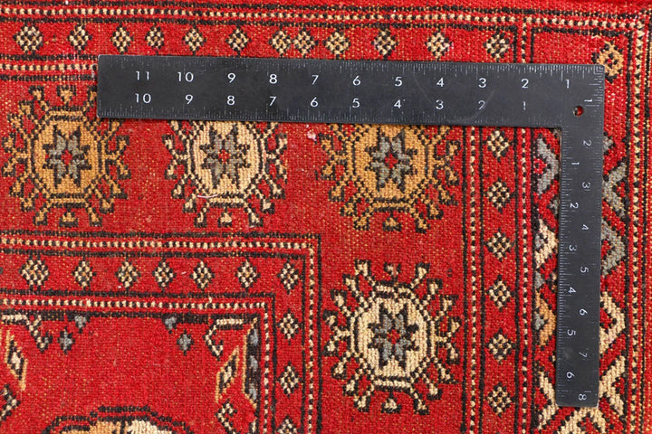 Dark Red Bokhara Rug 3' x 6' Hand-Knotted | No. QA64318