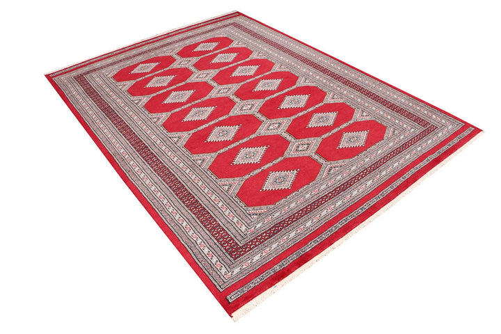 Red Pakistani Jaldar Rug 5' 6" x 7' 7" Hand-Knotted | No. QA64422