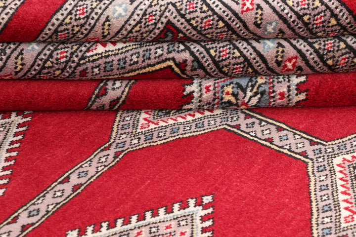 Red Pakistani Jaldar Rug 5' 6" x 7' 7" Hand-Knotted | No. QA64422