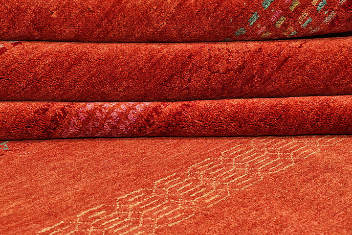 Red Pakistani Gabbeh Rug 8' x 10'6" Hand-Knotted | No. QA64492