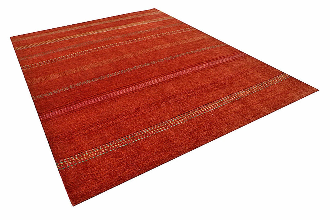 Red Pakistani Gabbeh Rug 8' x 10'6" Hand-Knotted | No. QA64492