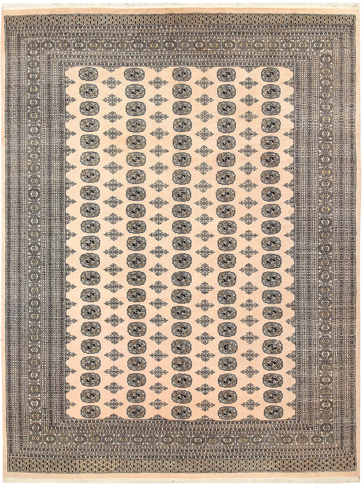 Brown Pakistani Bokhara Rug 9' 1" x 11' 11" Hand-Knotted | No. QA64501