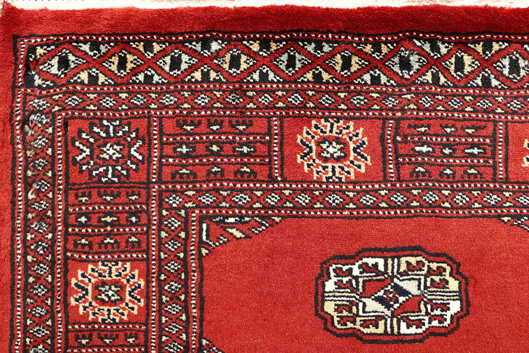 Tomato Pakistani Bokhara Rug 2' 7" x 14' 4" Hand-Knotted | No. QA64568