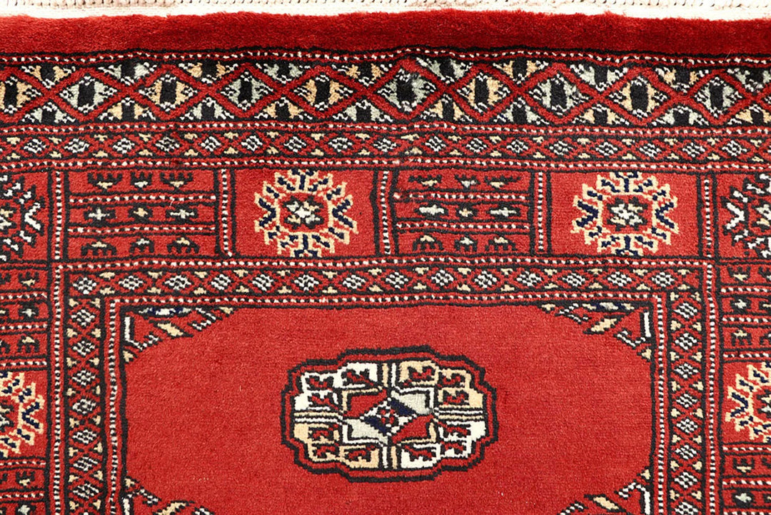 Tomato Pakistani Bokhara Rug 2' 7" x 14' 4" Hand-Knotted | No. QA64568