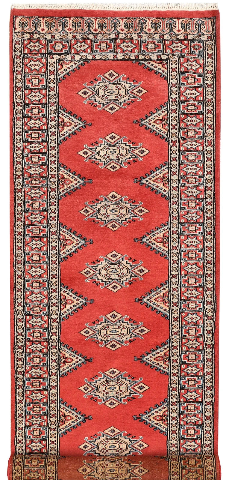 Indian Red Pakistani Jaldar Runner Rug 2' 7" x 8' 8" Hand-Knotted | No. QA64605