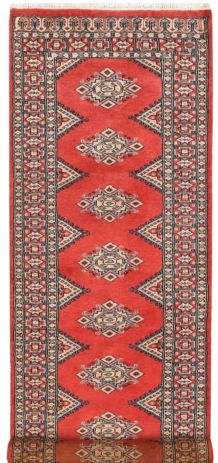 Indian Red Pakistani Jaldar Runner Rug 2' 7" x 8' 8" Hand-Knotted | No. QA64605