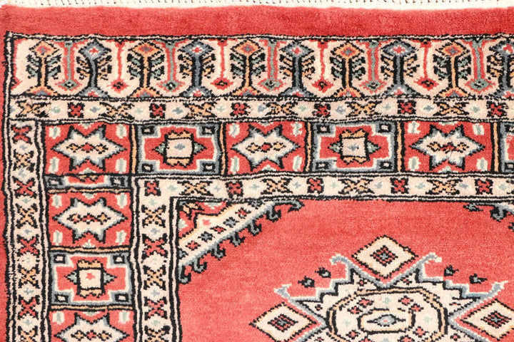 Indian Red Pakistani Jaldar Runner Rug 2' 7" x 8' 8" Hand-Knotted | No. QA64605