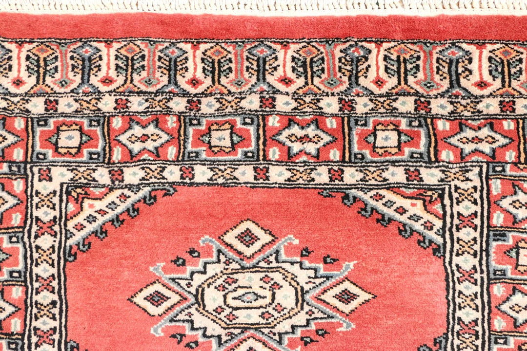Indian Red Pakistani Jaldar Runner Rug 2' 7" x 8' 8" Hand-Knotted | No. QA64605