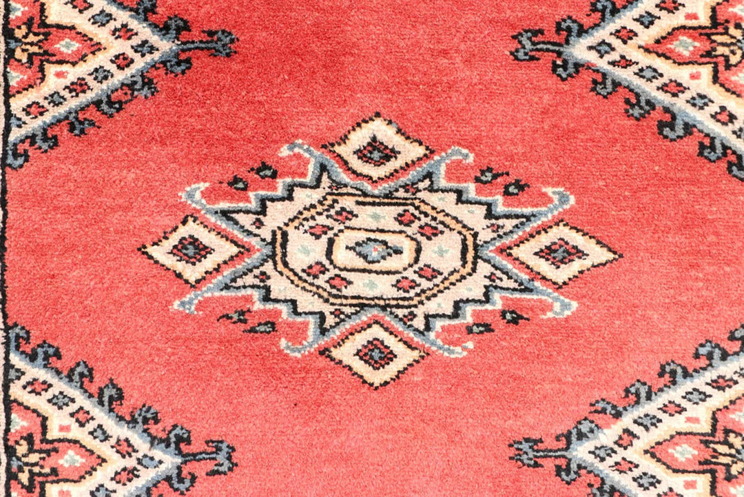 Indian Red Pakistani Jaldar Runner Rug 2' 7" x 8' 8" Hand-Knotted | No. QA64605