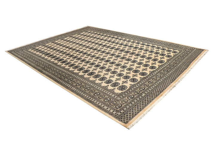 Brown Pakistani Bokhara Rug 9' x 12'3" Hand-Knotted | No. QA64615