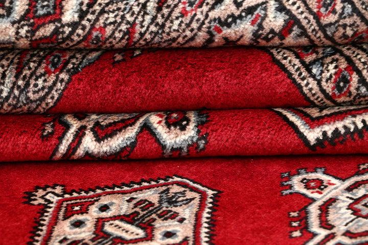 Firebrick Red Pakistani Jaldar Rug 6' 6" x 8' 6" Hand-Knotted | No. QA64844