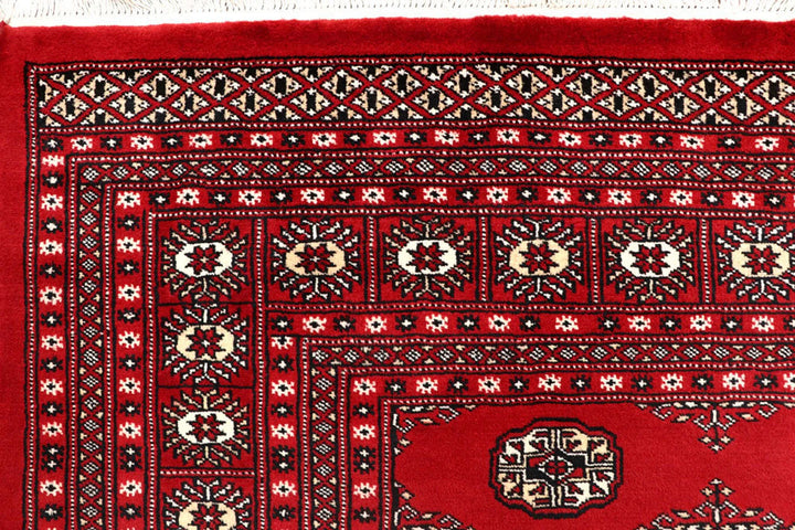 Firebrick Red Pakistani Bokhara Rug 8' 2" x 10' 1" Hand-Knotted | No. QA64907