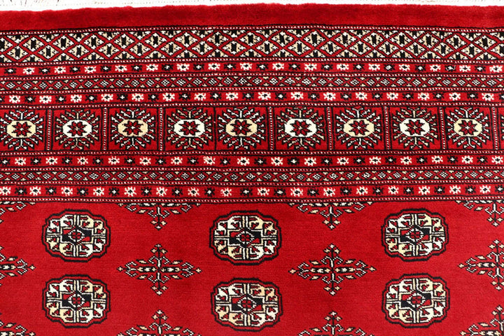 Firebrick Red Pakistani Bokhara Rug 8' 2" x 10' 1" Hand-Knotted | No. QA64907