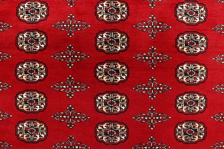 Firebrick Red Pakistani Bokhara Rug 8' 2" x 10' 1" Hand-Knotted | No. QA64907