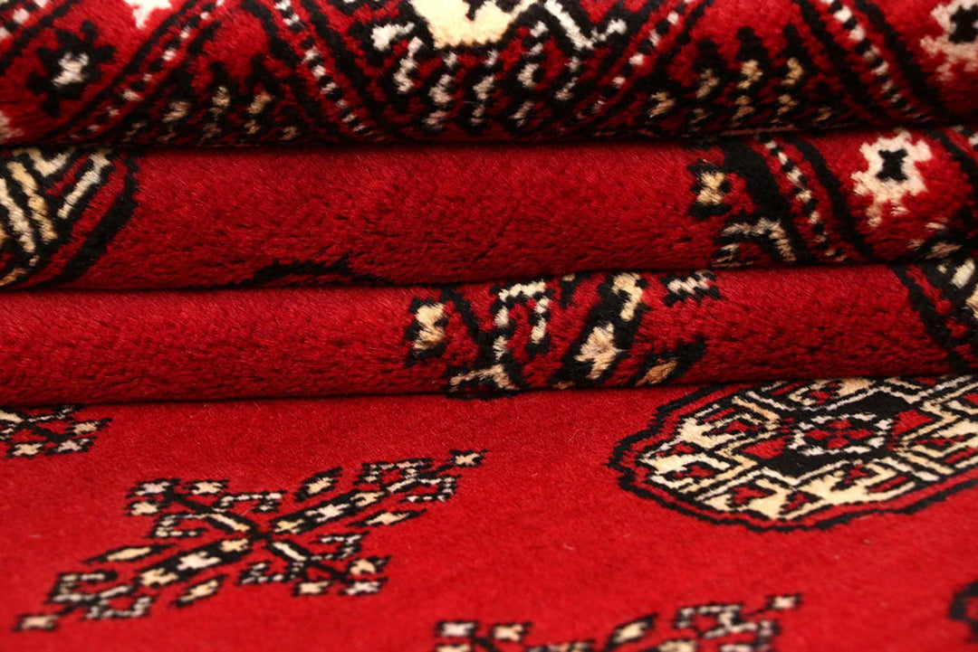 Firebrick Red Pakistani Bokhara Rug 8' 2" x 10' 1" Hand-Knotted | No. QA64907