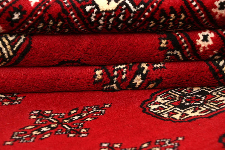 Firebrick Red Pakistani Bokhara Rug 8' 2" x 10' 1" Hand-Knotted | No. QA64907