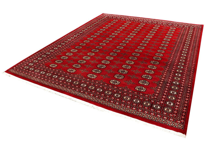 Firebrick Red Pakistani Bokhara Rug 8' 2" x 10' 1" Hand-Knotted | No. QA64907