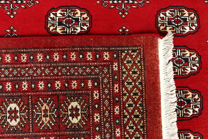Firebrick Red Pakistani Bokhara Rug 8' 2" x 10' 1" Hand-Knotted | No. QA64907