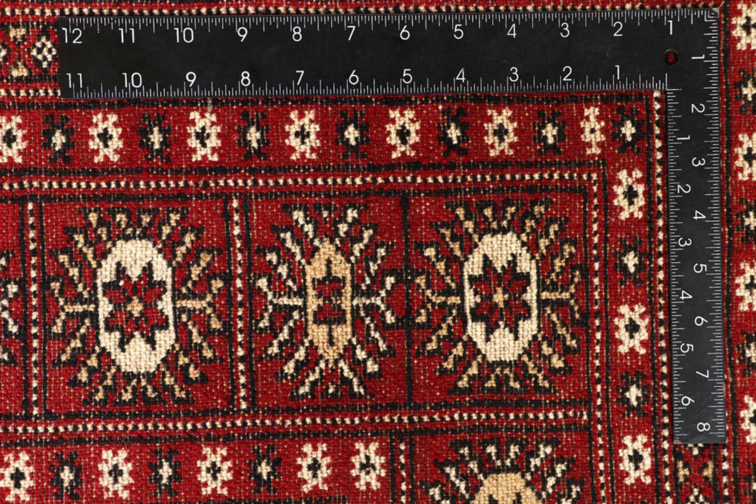 Firebrick Red Pakistani Bokhara Rug 8' 2" x 10' 1" Hand-Knotted | No. QA64907