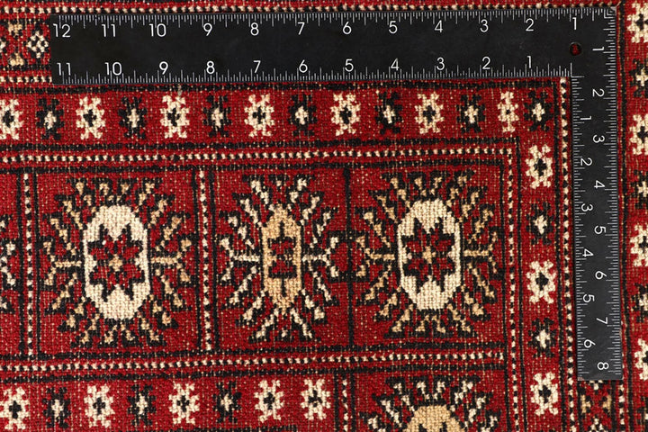 Firebrick Red Pakistani Bokhara Rug 8' 2" x 10' 1" Hand-Knotted | No. QA64907