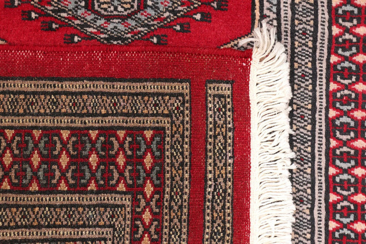 Dark Red Pakistani Jaldar Rug 2' 1" x 5' 10" Hand-Knotted | No. QA65058