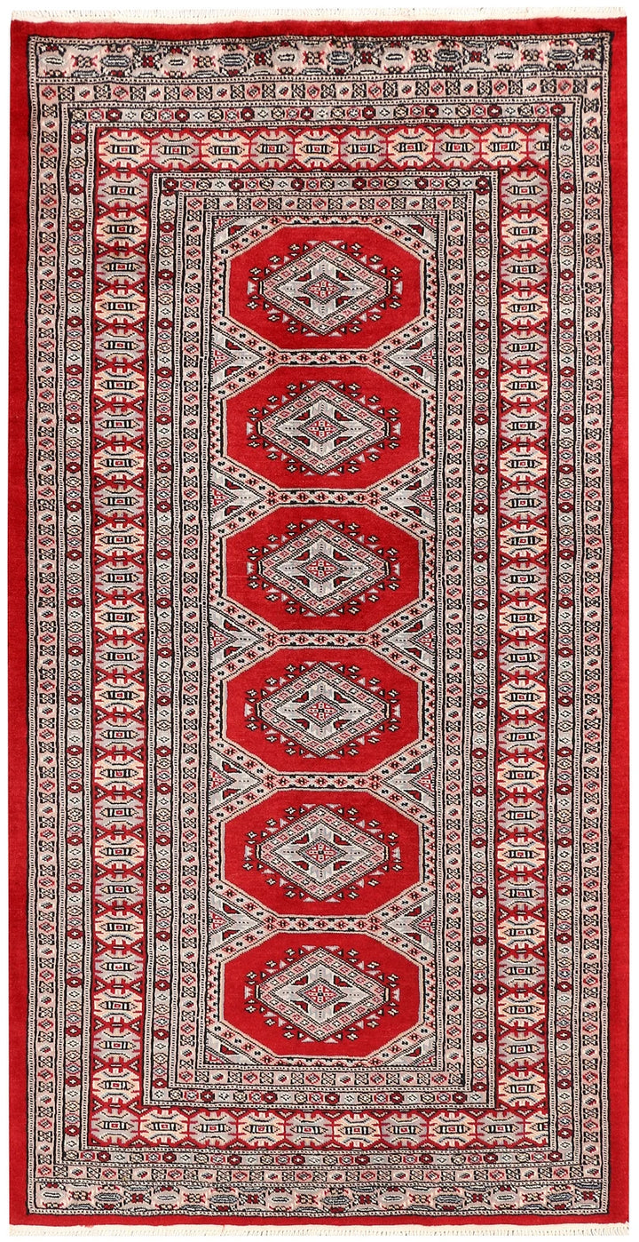 Dark Red Pakistani Jaldar Rug 3' 2" x 6' 1" Hand-Knotted | No. QA65062