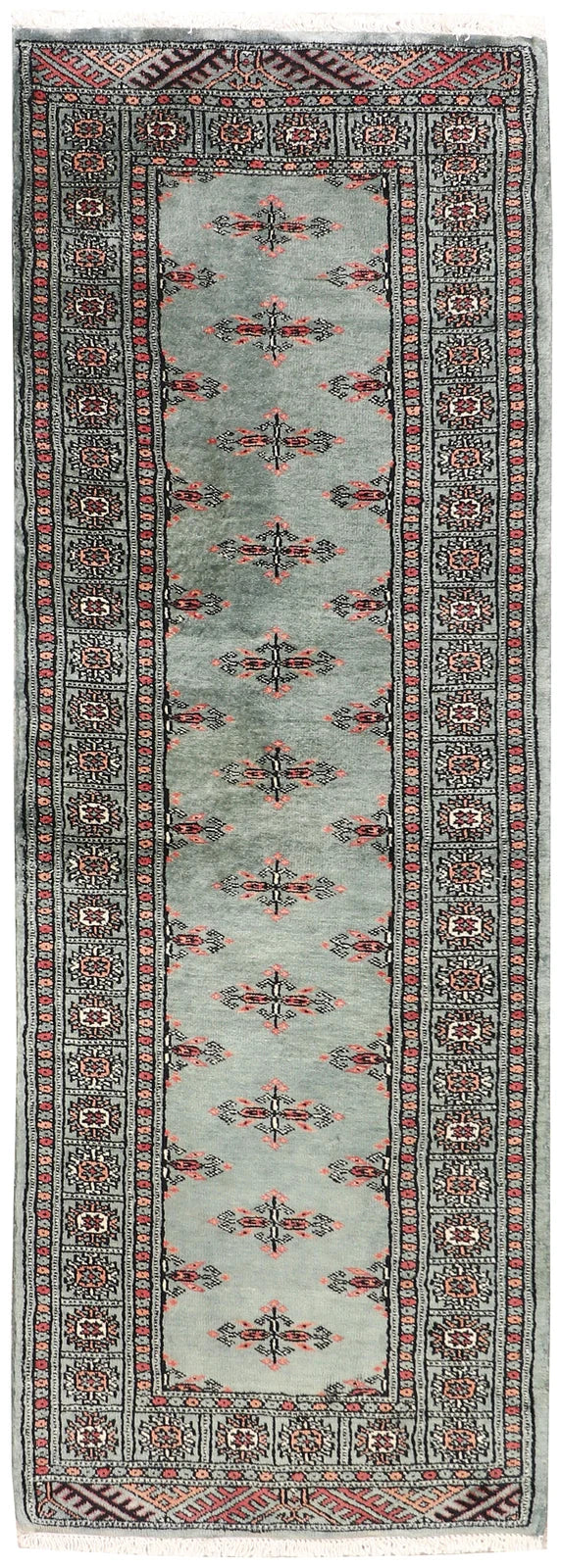 Dark Olive Green Pakistani Butterfly Rug 2' 2" x 6' Hand-Knotted | No. QA65266