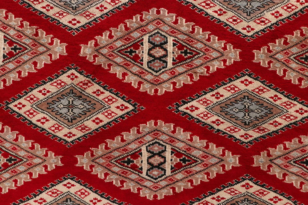 Firebrick Red Pakistani Jaldar Rug 8' x 11' Hand-Knotted | No. QA65324