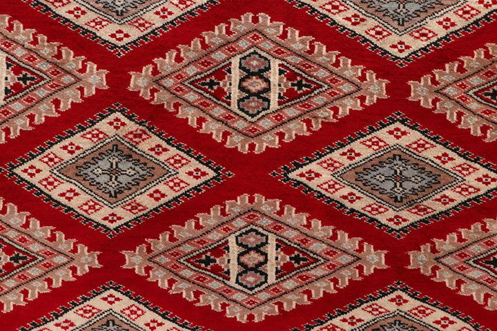 Firebrick Red Pakistani Jaldar Rug 8' x 11' Hand-Knotted | No. QA65324
